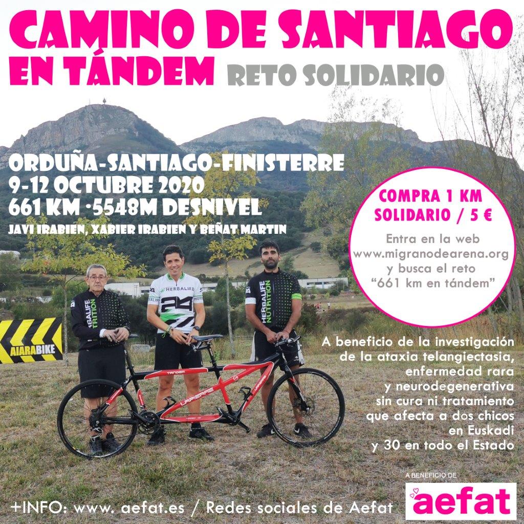 Cartel reto tándem Camino Santiago para Aefat